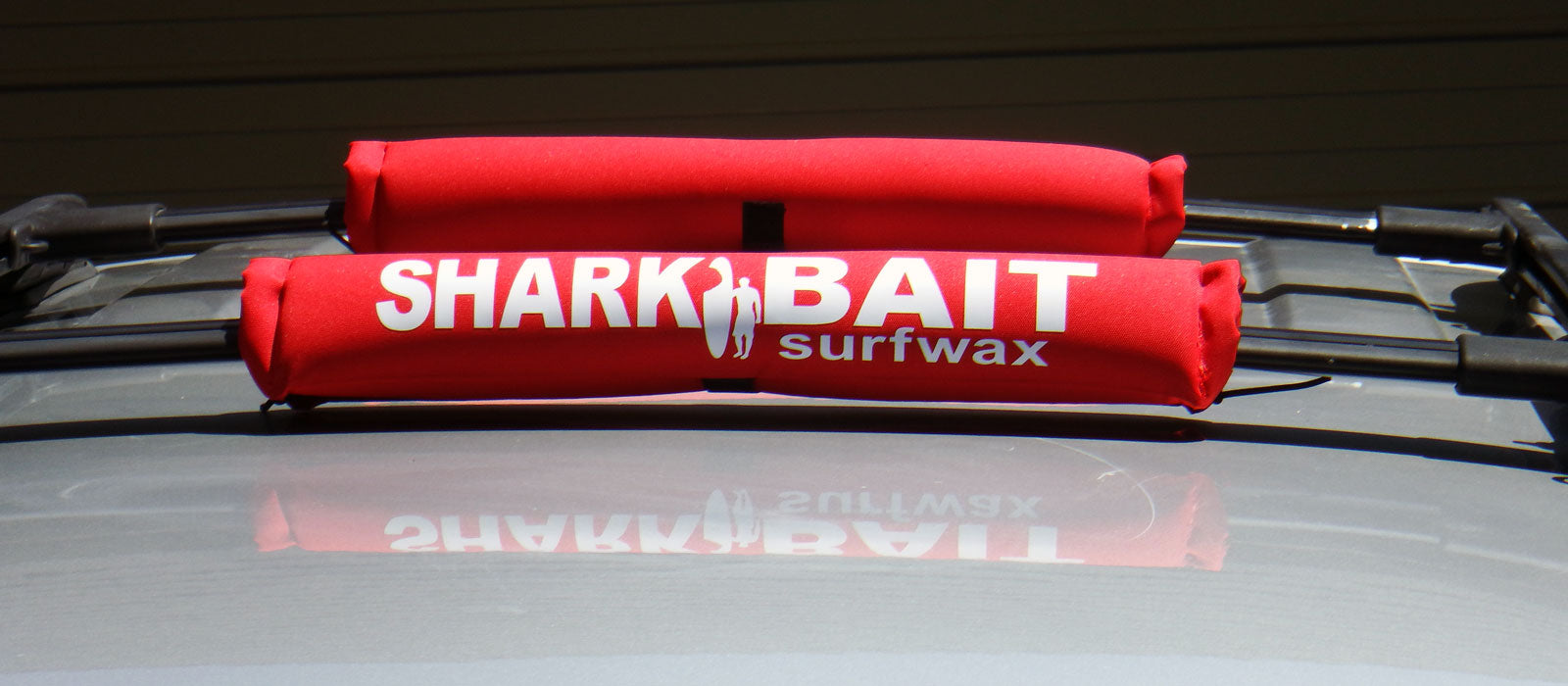 18' SHARKBAIT AERO car top rack pads, Fade-Proof RED for wide 2