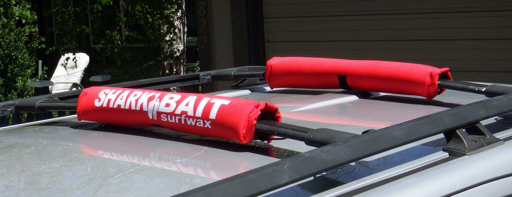 18' SHARKBAIT AERO car top rack pads, Fade-Proof  RED  for wide 2"+ cross bars