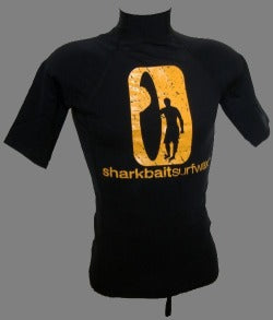 SHARKBAIT BLACK LYCRA RASH GUARD  Short Sleeve FREE SHIPPING