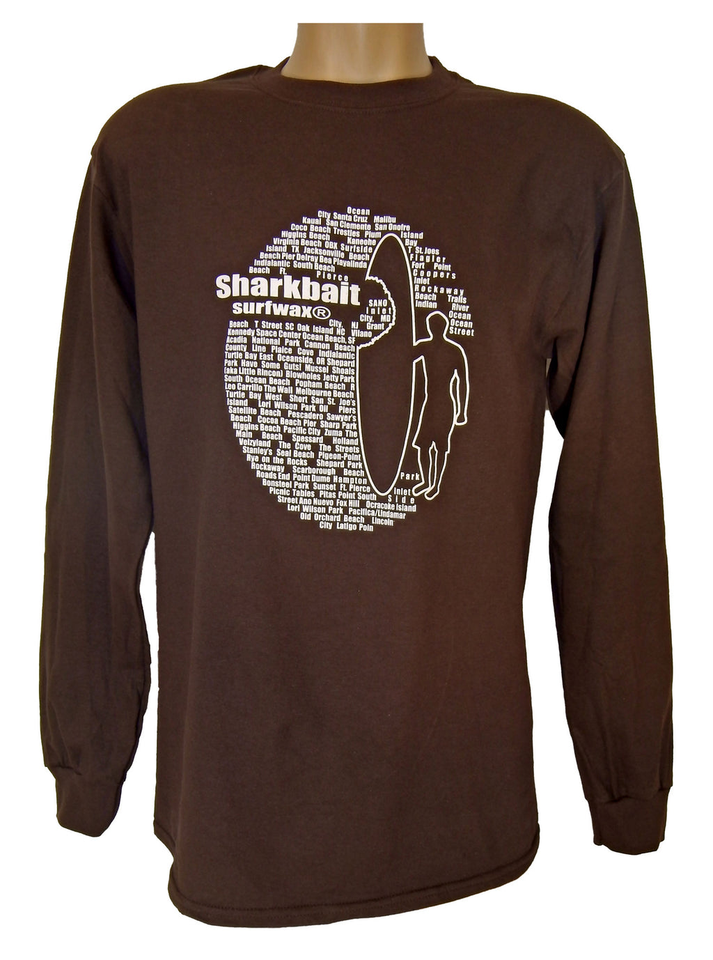Sharkbaitsurfwax Beaches Chocolate Brown Long Sleeve T Shirt